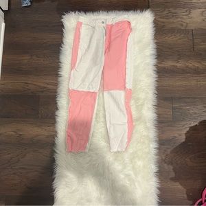 Pink and white shein jeans